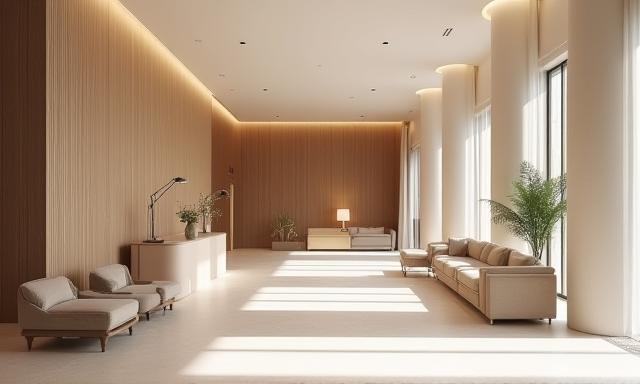 Hotel lobby voor herinrichting met porselein